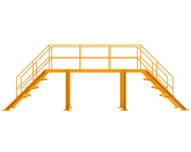 Stairs with platform isolated over white background, illustration