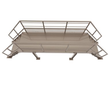 Stairs with platform isolated over white background, illustration