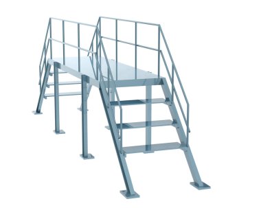 Stairs with platform isolated over white background, illustration