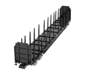 cargo container with trailer. Stake Wagon 3 d rendering