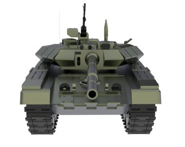 Beyaz arka planda modern tank. 3d oluşturma