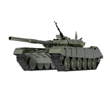Beyaz arka planda modern tank. 3d oluşturma