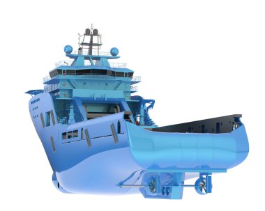 3d rendering of big ship isolated on white background. Vessel illustration