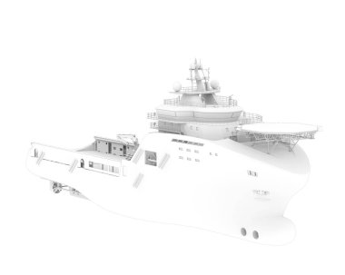 3d rendering of big ship isolated on white background. Vessel illustration