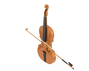 Beyaz zemin üzerinde izole ahşap keman