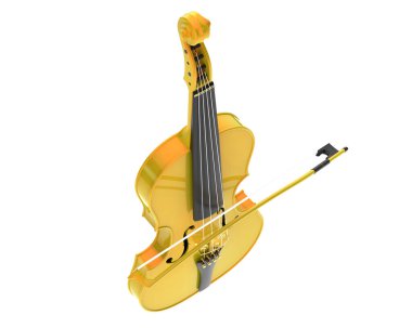 Beyaz zemin üzerinde izole ahşap keman