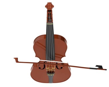 Beyaz zemin üzerinde izole ahşap keman