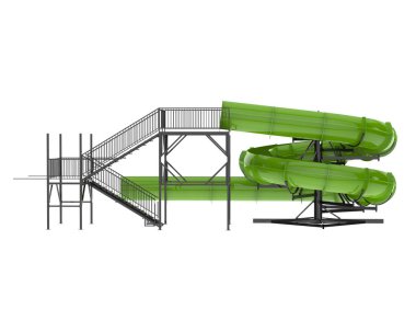 Su parkı slaytları arka planda izole. 3d oluşturma