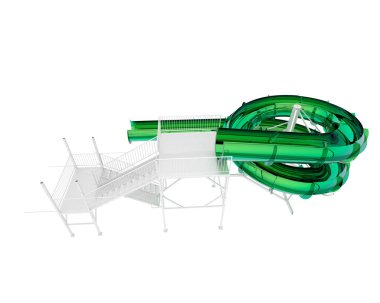 Su parkı slaytları arka planda izole. 3d oluşturma
