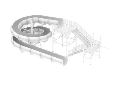 Su parkı slaytları arka planda izole. 3d oluşturma