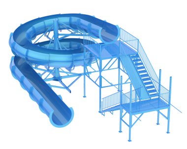 Su parkı slaytları arka planda izole. 3d oluşturma