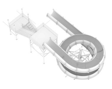 Su parkı slaytları arka planda izole. 3d oluşturma