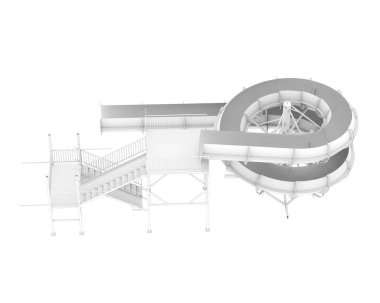 Su parkı slaytları arka planda izole. 3d oluşturma