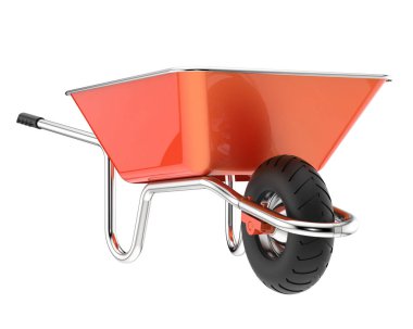 3d render of wheelbarrow isolated on white background