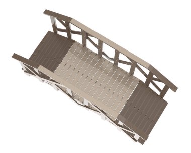 3d rendering of wooden bridge isolated on white background