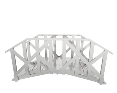3d rendering of wooden bridge isolated on white background