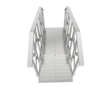 3d rendering of wooden bridge isolated on white background