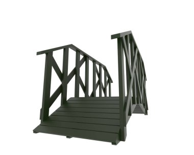 3d rendering of wooden bridge isolated on white background