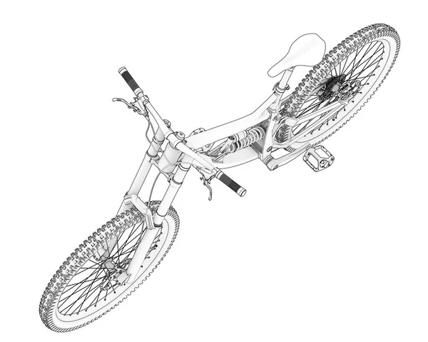 Black and white illustration of mountain bike