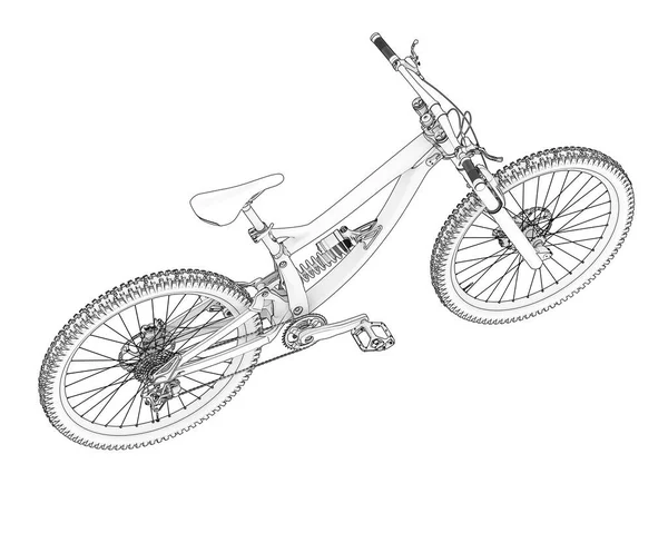 Black and white illustration of mountain bike