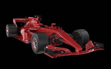 Formül arabası siyah arka planda izole edilmiş. 3d görüntüleme - illüstrasyon