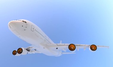 airbus plane on background. Extreme airplane. 3d rendering - illustration clipart