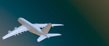 airbus plane on background. Extreme airplane. 3d rendering - illustration