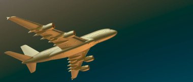 airbus plane on background. Extreme airplane. 3d rendering - illustration