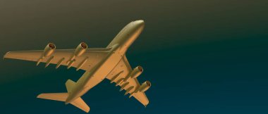 airbus plane on background. Extreme airplane. 3d rendering - illustration