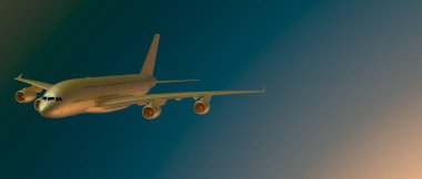 airbus plane on background. Extreme airplane. 3d rendering - illustration