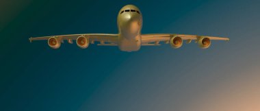 airbus plane on background. Extreme airplane. 3d rendering - illustration