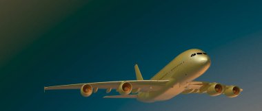 airbus plane on background. Extreme airplane. 3d rendering - illustration