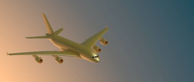 airbus plane on background. Extreme airplane. 3d rendering - illustration