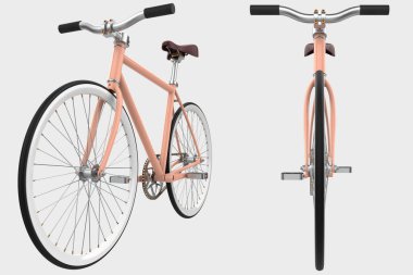 two fixie bicycles isolated on white background 