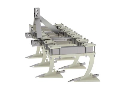 Tarım ekipmanları beyaz arka planda izole edilmiş. 3d görüntüleme - illüstrasyon