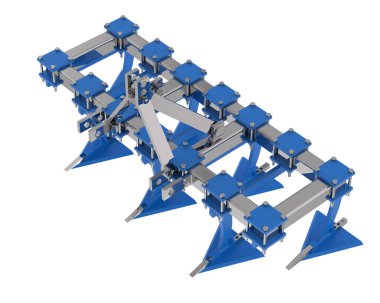 Tarım ekipmanları beyaz arka planda izole edilmiş. 3d görüntüleme - illüstrasyon