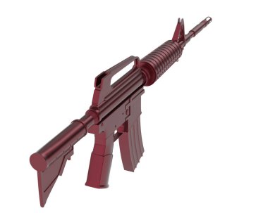 Arka planda makineli tüfek var. 3d görüntüleme - illüstrasyon