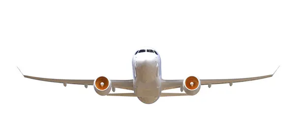在背景上隔绝的飞行飞机 3D渲染 — 图库照片