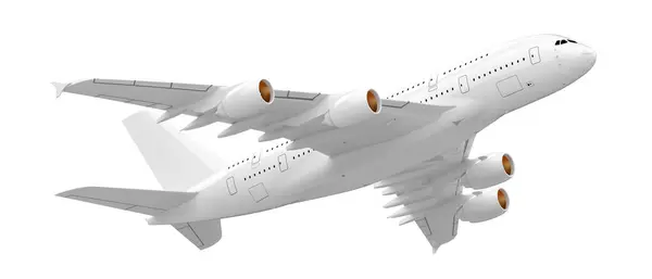 在背景上隔绝的飞行飞机 3D渲染 — 图库照片