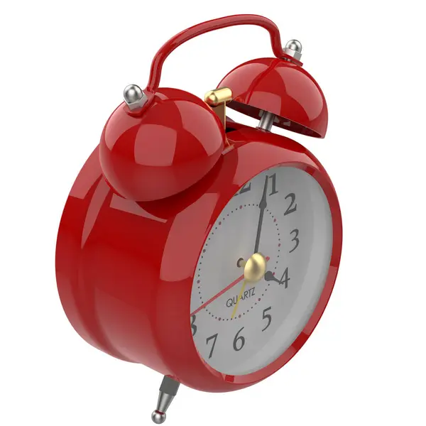 Relógio Alarme Elegante Isolado Fundo Branco — Fotografia de Stock