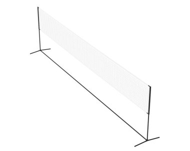 Badminton ağı gri arka planda izole edilmiş. 3d görüntüleme - illüstrasyon