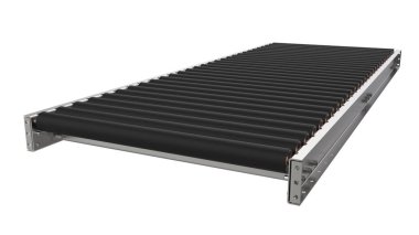 Beyaz arkaplanda boş taşıma bandı. 3d görüntüleme - illüstrasyon