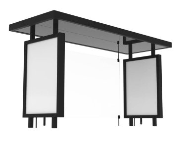 Otobüs durağı arka planda izole edildi. 3d görüntüleme - illüstrasyon