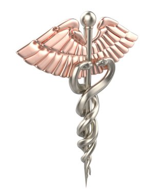 Caduceus. Arka planda tıbbi sembol izole edilmiş. Büyük yayınlar ya da baskılar için ideal. 3d görüntüleme - illüstrasyon
