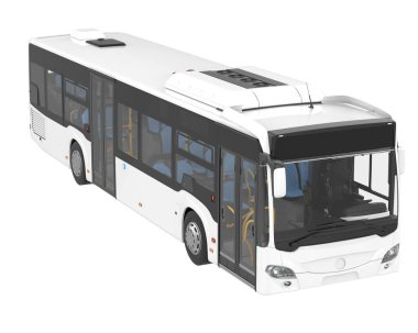Beyaz arka planda bir otobüs. 3d oluşturma.