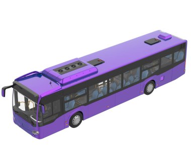 City bus isolated on background. 3d rendering - illustration