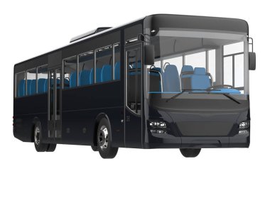 City bus isolated on background. 3d rendering - illustration