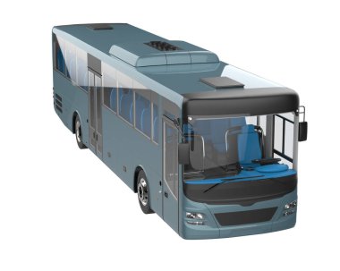 City bus isolated on background. 3d rendering - illustration
