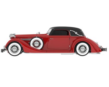 Arka planda izole edilmiş klasik araba. 3d görüntüleme - illüstrasyon