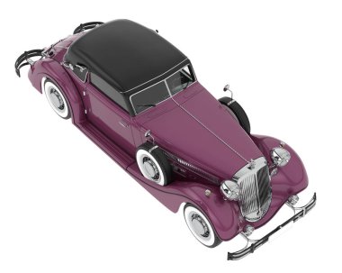 Arka planda izole edilmiş klasik araba. 3d görüntüleme - illüstrasyon